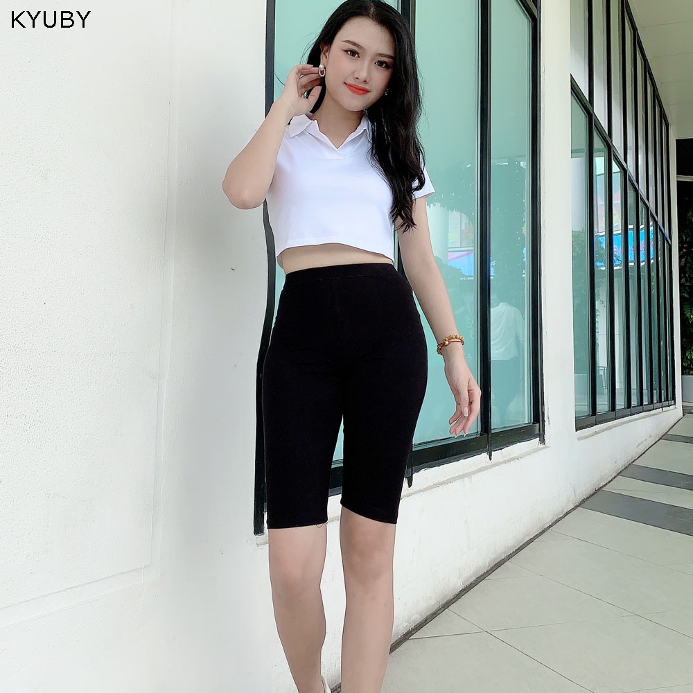 Quần legging lửng nữ KYUBY thun ngố co giãn dáng ôm