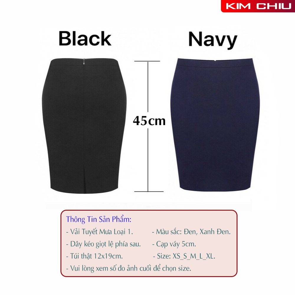 Chân Váy Ôm Công Sở Kim Chiu Vải Tuyết Mưa Cao Cấp, Tôn Dáng, Không Xù Lông, Dài 45cm, ĐỔI TRẢ THOẢI MÁI, CV-29