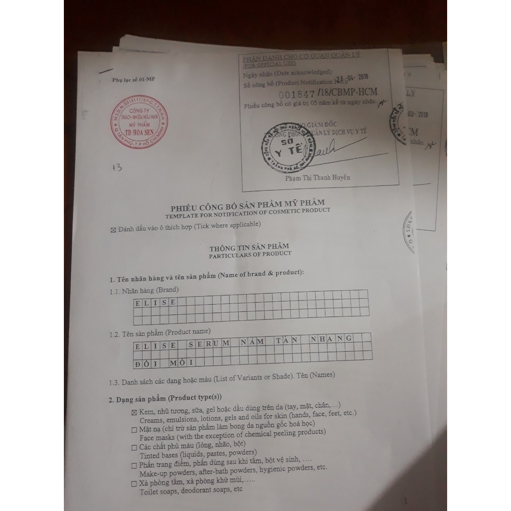 Kem Elise nám, tàn nhang, đồi mồi 10g, 15g, 20g