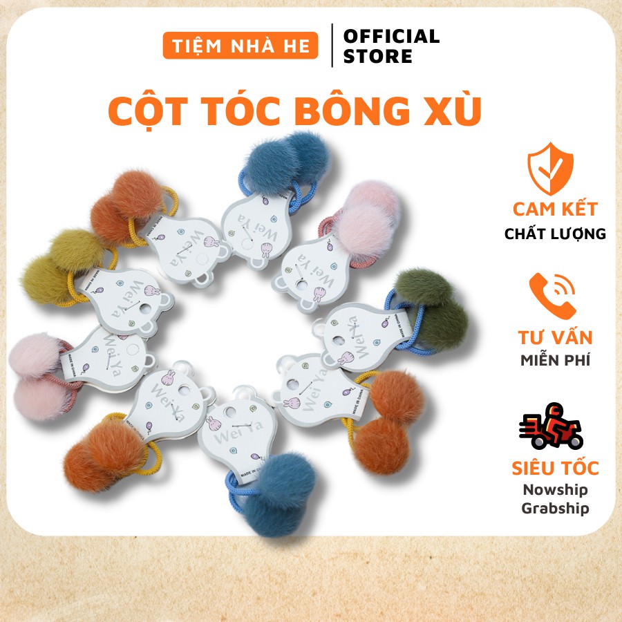 Set 2 dây buộc tóc bông xù phong cách hàn quốc xinh xắn dễ thương cho bé gái