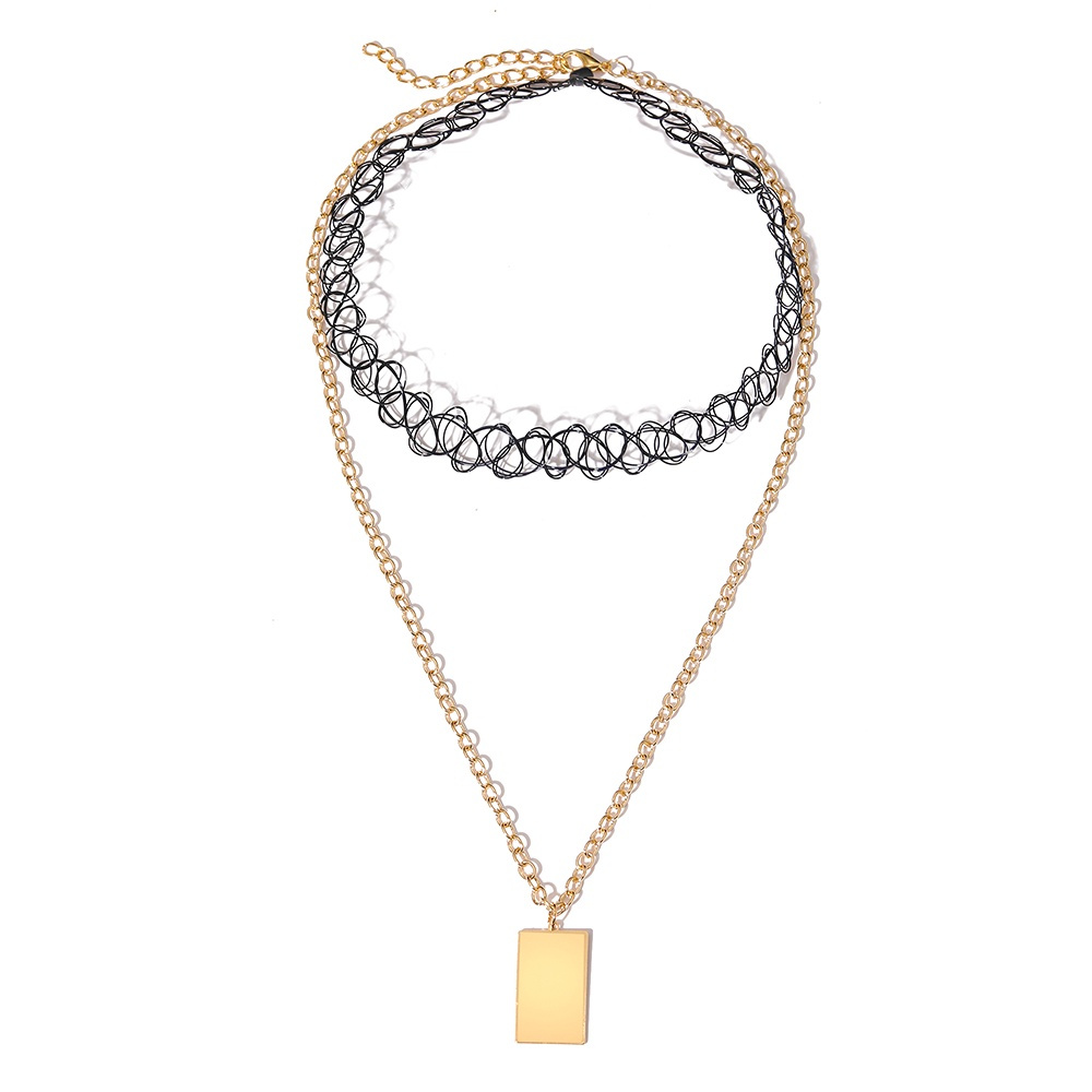 vòng cổ Hợp Kim Mạ Vàng / Bạc Mặt Vuông Thanh Lịch