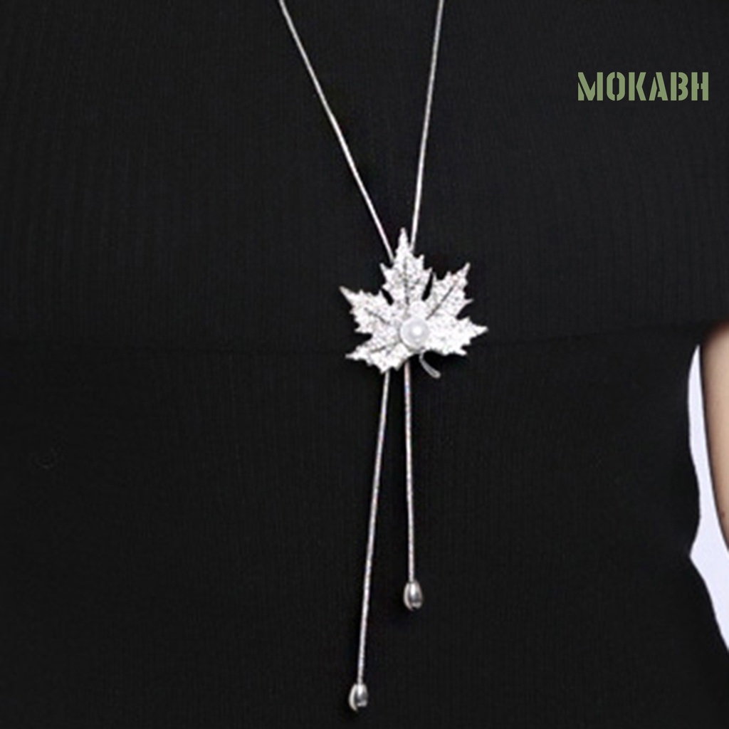 Vòng cổ Hợp Kim Mặt Hình Lá Phong Đính Đá Thời Trang Cho Nữ