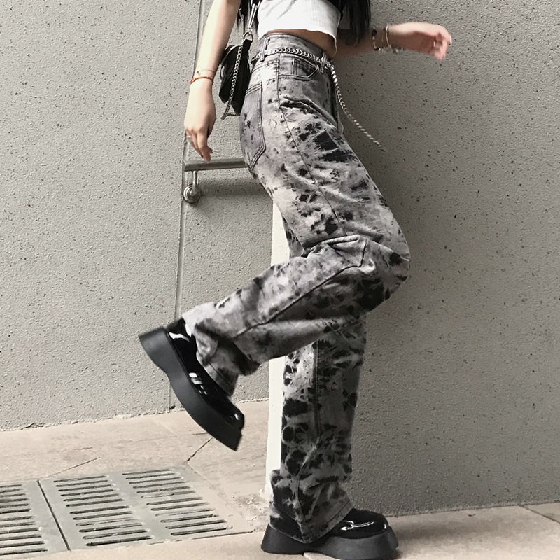 Quần Jean Ống Rộng Màu Tím Nhuộm Size Lớn Phong Cách Đường Phố Thời Trang Xuân Thu Cho Nữ 0tVr