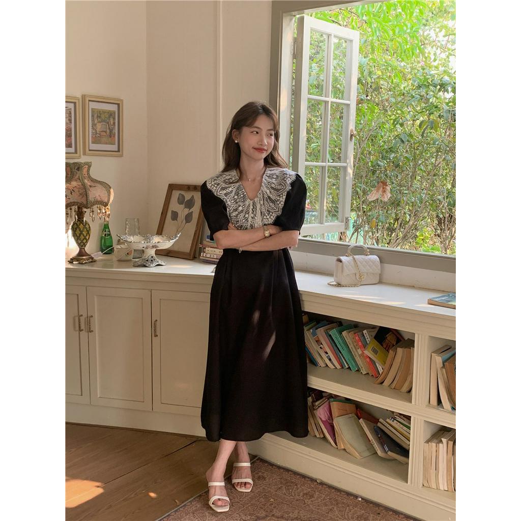 Đầm Ren Ngắn Tay Phong Cách Retro Pháp Quý Phái 61983