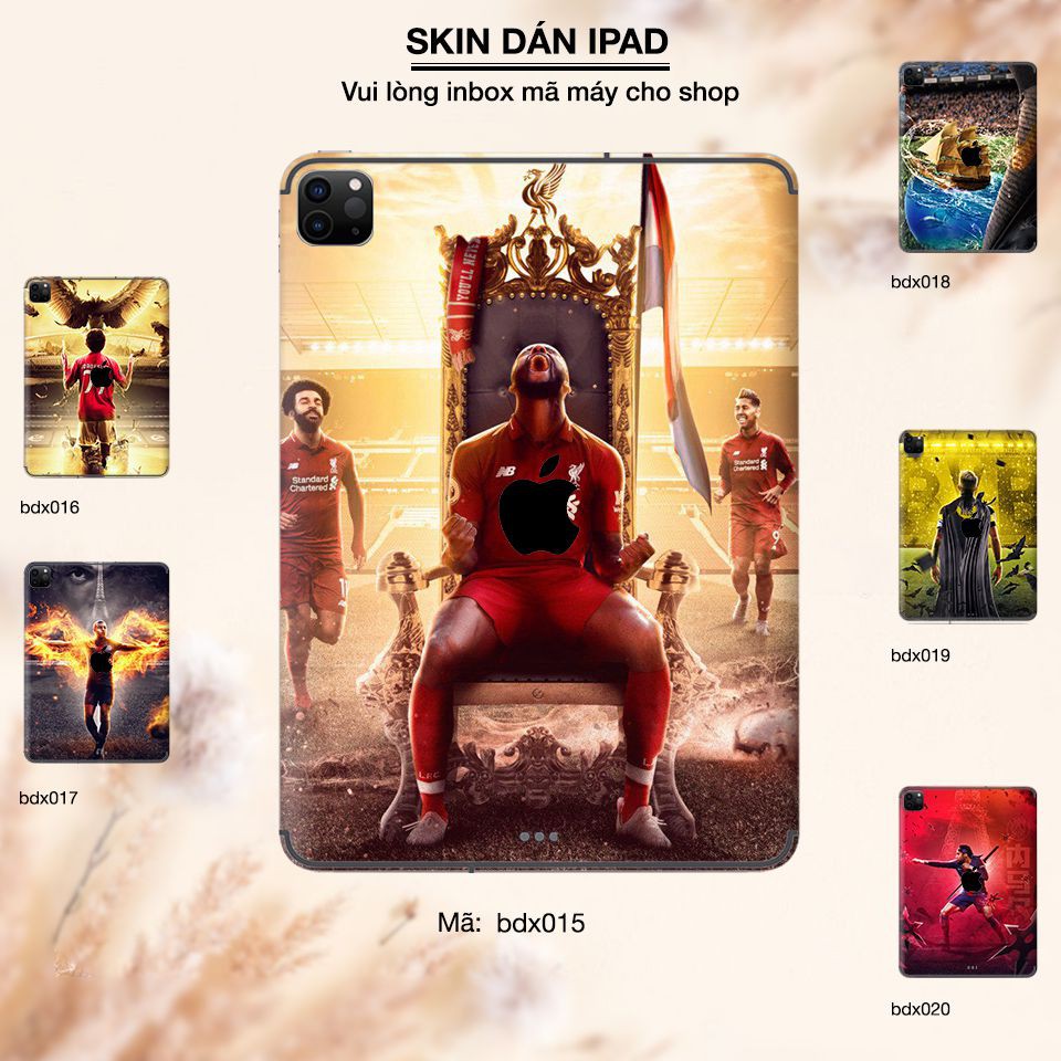 Skin dán iPad in hình Bóng đá bộ 03 (inbox mã máy cho Shop)