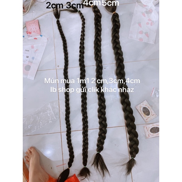tóc giả tết bính rít to 5cm dài 1m1 ❤️freeship 50k❤️ tóc tết rít to dài cao cấp