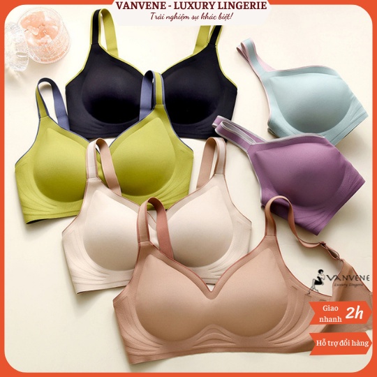 Áo ngực su non tự nhiên 3D Vanvene không gọng đệm nhẹ nâng ngực có Bigsize 40 bản 3 móc áo chống hằn mỡ lưng A130