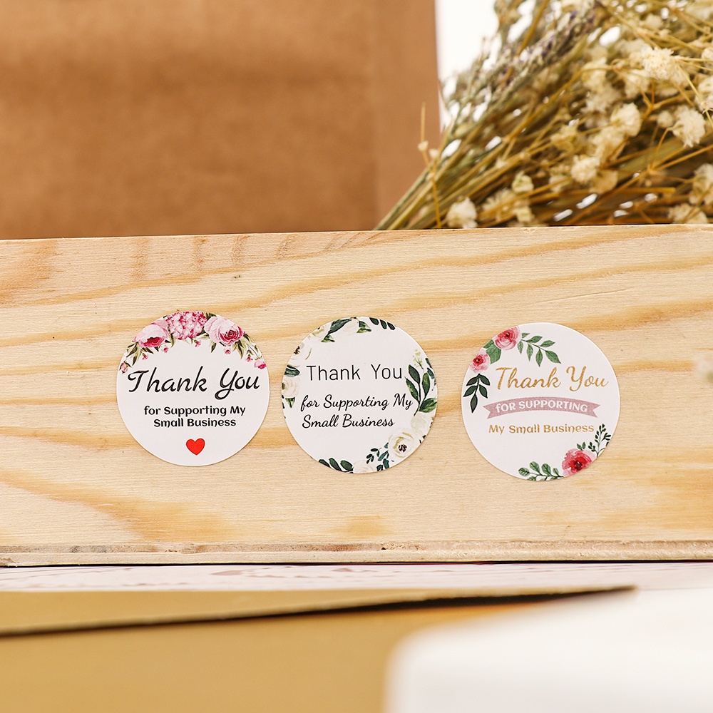 Cuộn 500 Miếng dán in chữ Thank You trang trí túi đựng bánh độc đáo