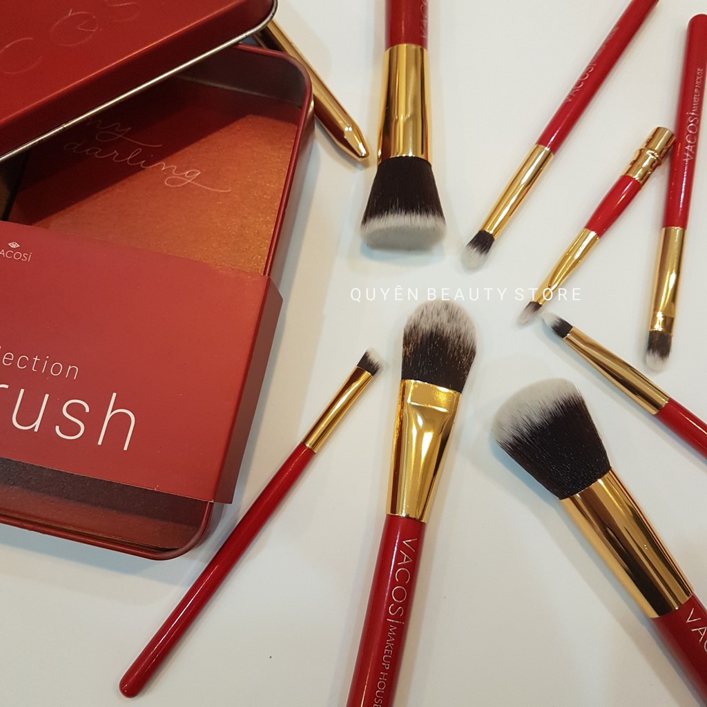 Bộ cọ trang điểm hộp sắt 8 cây Collection Vacosi Makeup House BC14
