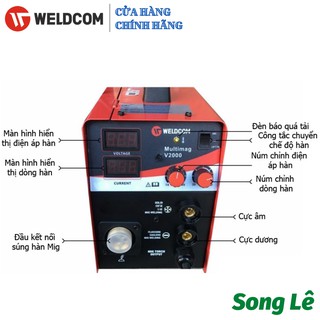 Máy hàn Mig không dùng khí Weldcom V2000 (hàng chính hãng)