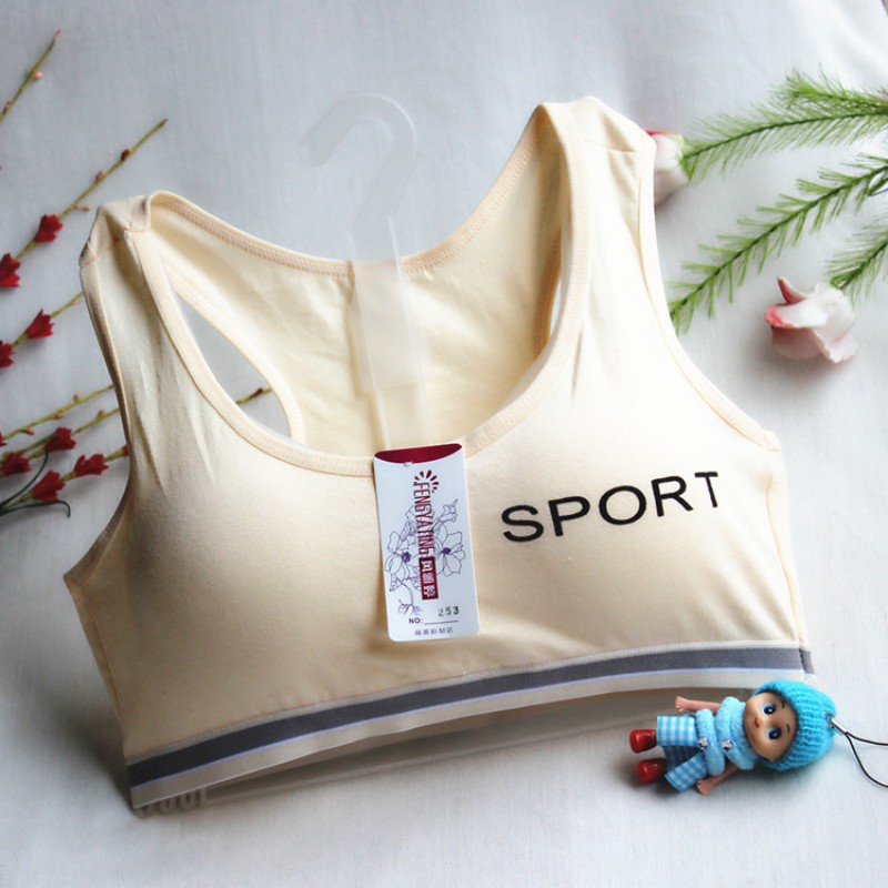 Toot Áo Ngực Thể Thao cotton Màu Trơn Không Gọng Có Thể Tháo Rời Phong Cách Học Sinh