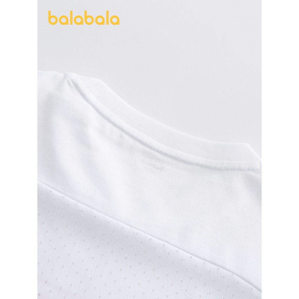 (7-16 tuổi) Áo phông thể thao bé gái hãng BALABALA 203221117005 màu trắng và hồng (có ảnh thật)