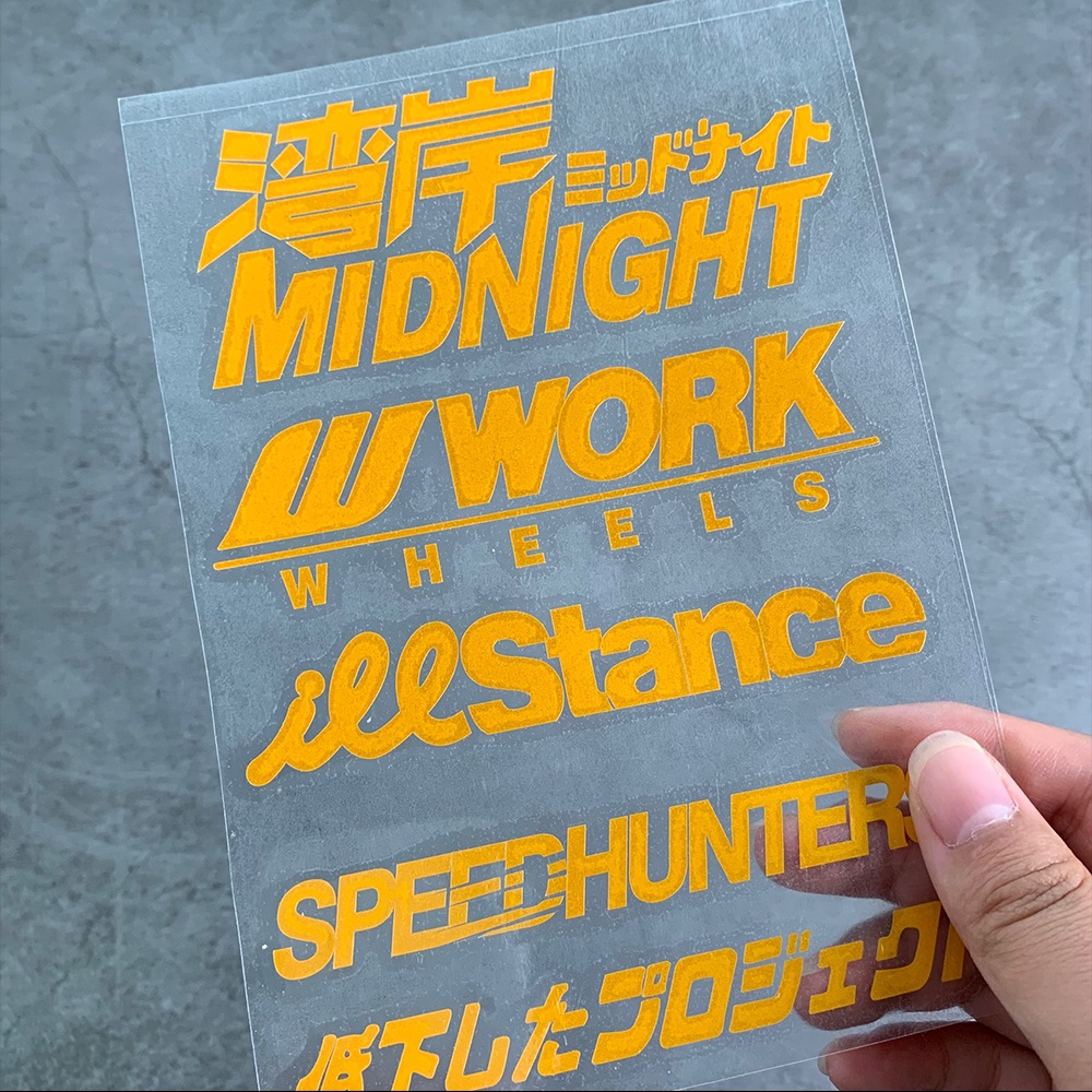 1 cái JDM Phản chiếu Hình dán ô tô Tia laze NỬA ĐÊM Kính chắn gió đề can Cửa xe Trang trí Hình dán