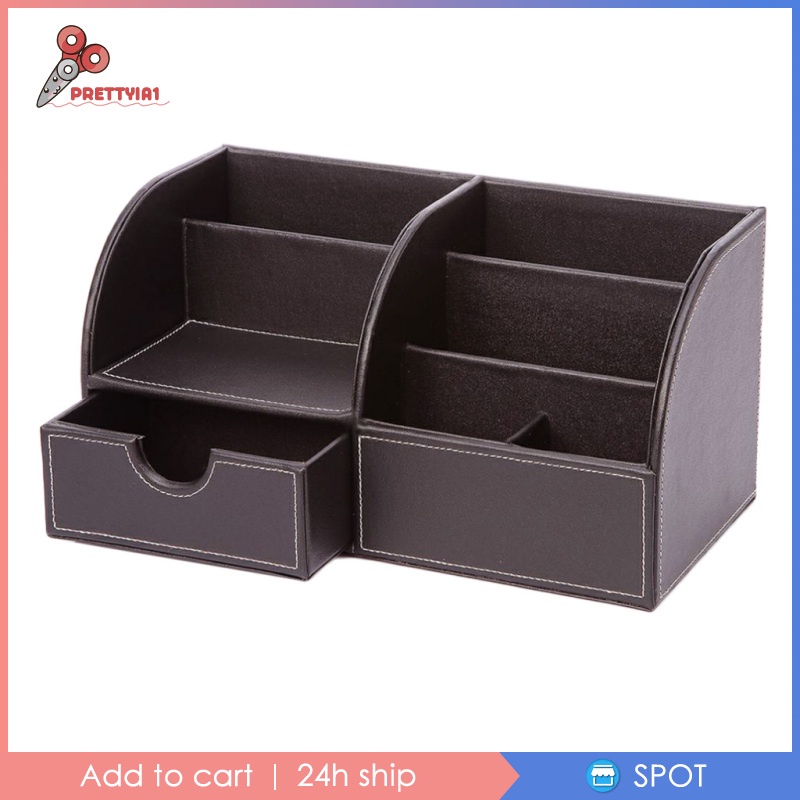 Hộp Đựng Bút Bằng Da Pu Để Bàn Màu Nâu Sắp Xếp Gọn Gàng Cho Trường Học / Văn Phòng 1