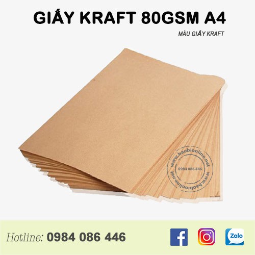100 TỜ KHỔ A4 GIẤY XI MĂNG GIẤY KRAFT ĐỊNH LƯỢNG 70GSM