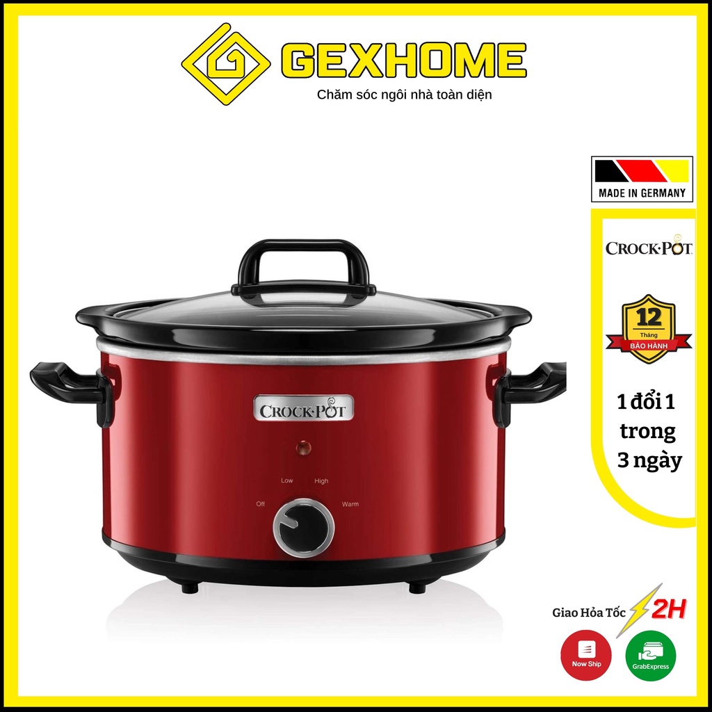 Nồi nấu chậm CROCK POT đỏ 3.5L - Nồi hầm chậm