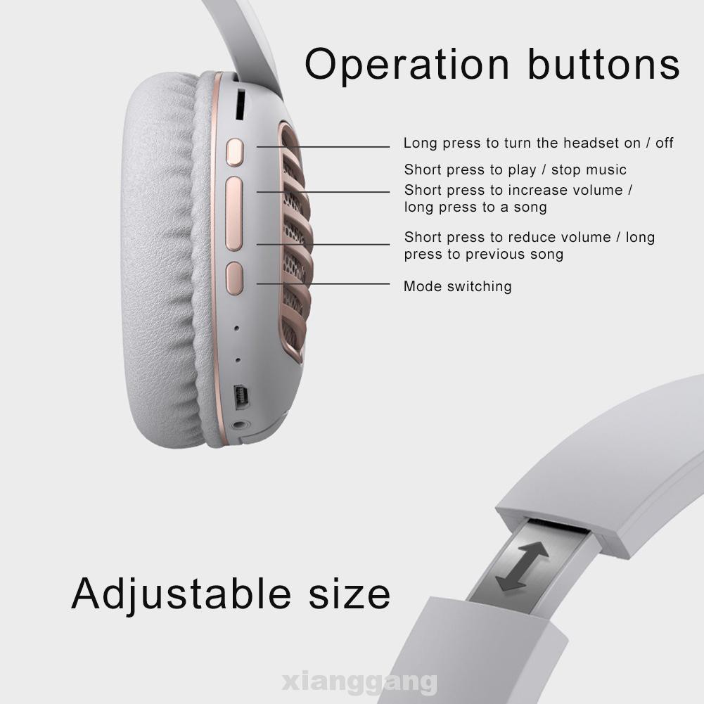 Foldable Portable Hands Free Noise Reduction Adjustable Size Home Travel Bluetooth 5.0 Wireless Headphone