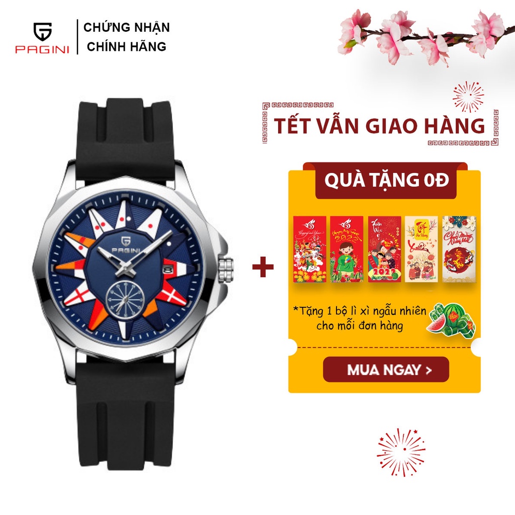 Đồng Hồ Nam PAGINI PA1797 Dây Silicon Quân Đội Mặt Kính Chống Xước, Chống Nước Siêu Tốt Bảo Hành 12 Tháng | BigBuy360 - bigbuy360.vn