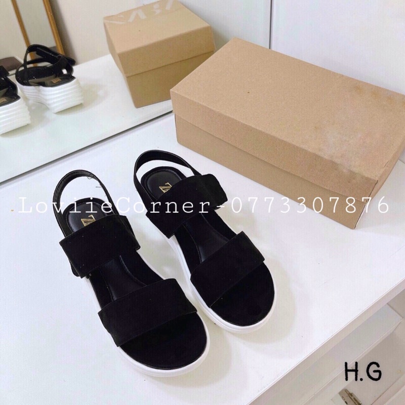 LOVIIECORNER - GIÀY SANDAL ĐẾ XUỒNG BÁNH MÌ NỮ CAO 5 PHÂN - GIÀY SANDAL NỮ ĐẾ XUỒNG 5CM QUAI NGANG 5P - ĐEN - S210507