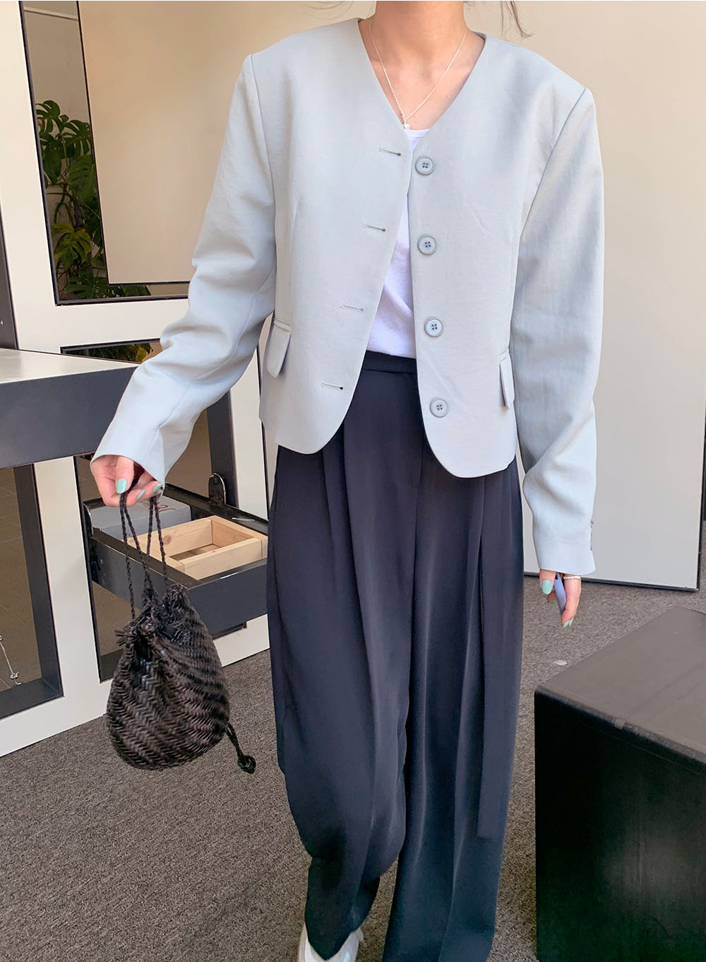 Áo khoác suit cổ tim thời trang cỡ nhỏ xinh xắn | BigBuy360 - bigbuy360.vn