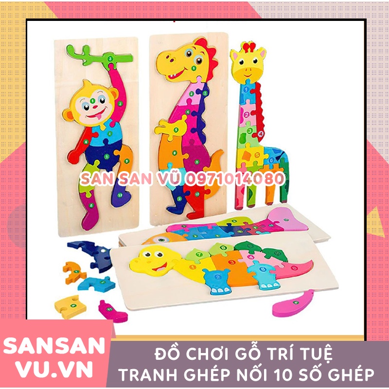 Đồ chơi gỗ trí tuệ tranh ghép nối 10 số ghép tương ứng số 1-10 cho bé giúp bé phát triển tư duy ghép xếp hình