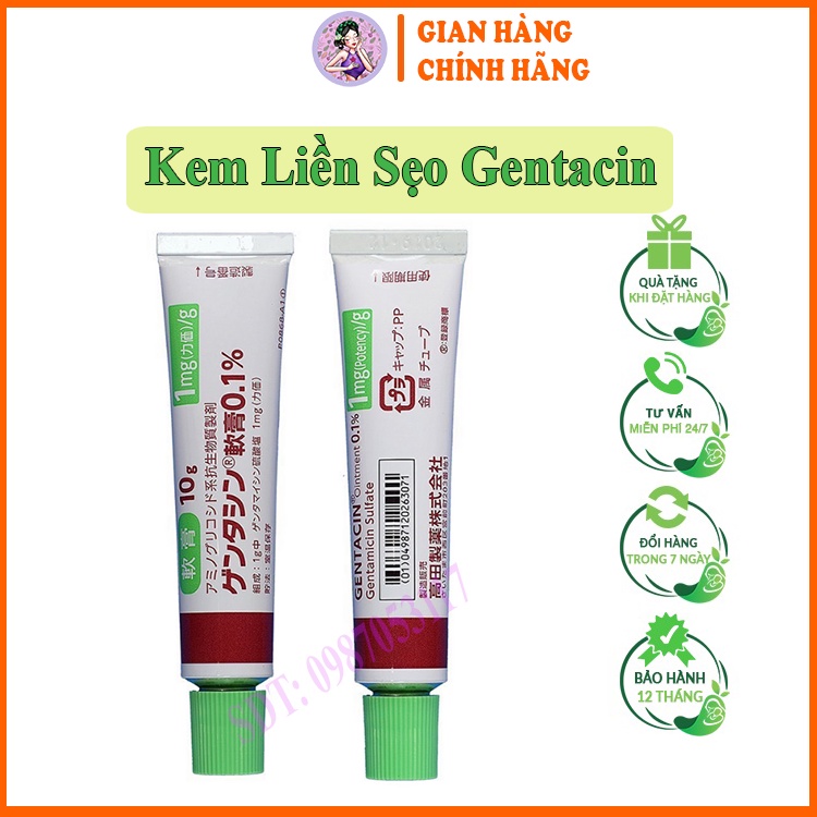 Kem liền sẹo Nhật Gentacin 0.1% 10g, liền sẹo lồi, sẹo lõm, sẹo lâu năm Nhật Bản nội địa