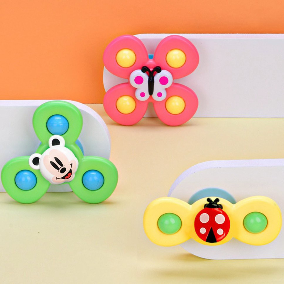 Bộ 3 đồ chơi con quay spinner cho bé gắn tường chong chóng hoạt hình dán dính tường cho bé