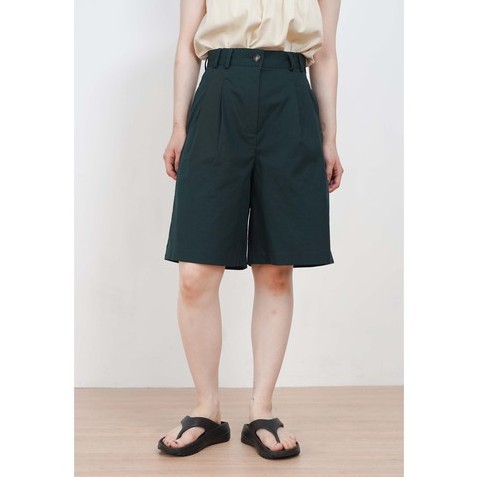 [gwilee] cotton bermuda pants - quần bermuda nữ / quần tây short cao cấp nữ màu xanh lá cây đậm