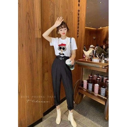 Quần baggy nữ cạp V kèm đai gen bụng lưng cao thời trang LADYA STORE M109
