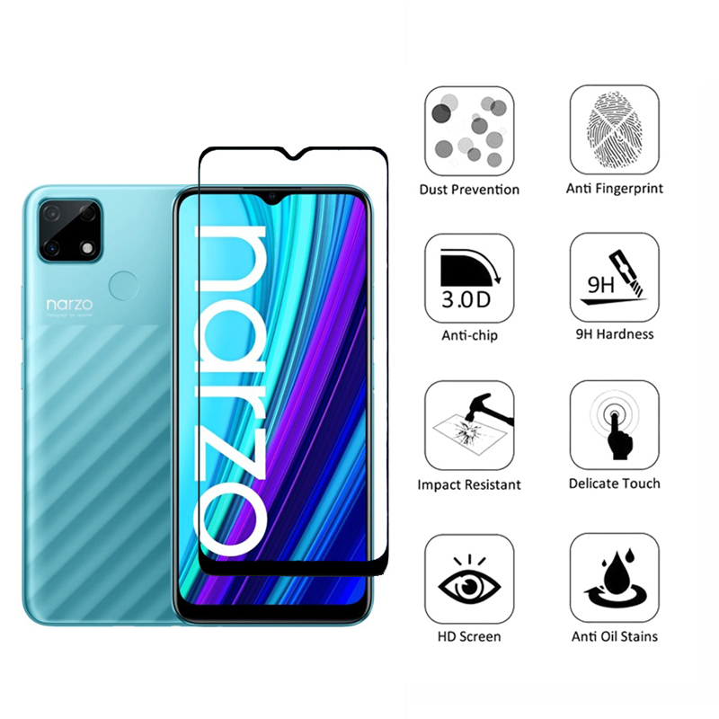 Kính bảo vệ màn hình + camera cho Realme Narzo 30A Narzo 20 X7 7 6 Pro 7i 6i C21 C17