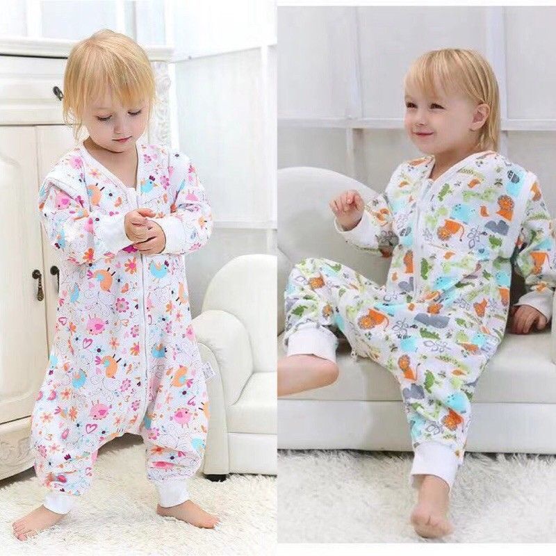 Túi ngủ cotton xịn cho bé hay đạp chăn, bộ ngủ liền thân,đồ dùng phòng ngủ cho bé