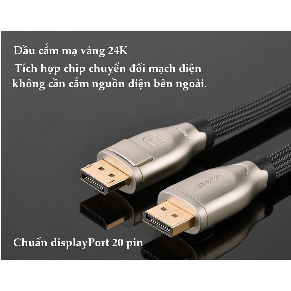 Dây cáp DisplayPort 1.2 hỗ trợ 3D, 4Kx2K 60Hz dài từ 1-10m UGREEN DP107