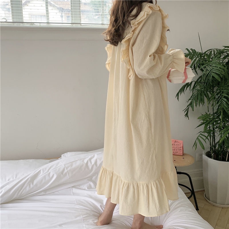 Bộ Đồ Ngủ Tay Dài Dáng Rộng Mềm Mại Phong Cách Công Chúa Hàn Quốc Thời Trang Xuân Thu Xinh Xắn Cho Nữ | BigBuy360 - bigbuy360.vn