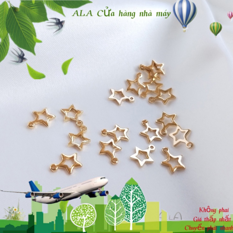 💖Đồ trang sức DIY💖Mặt Dây Chuyền Hình Ngôi Sao Năm Cánh Mạ Vàng 14k 6mm Diy