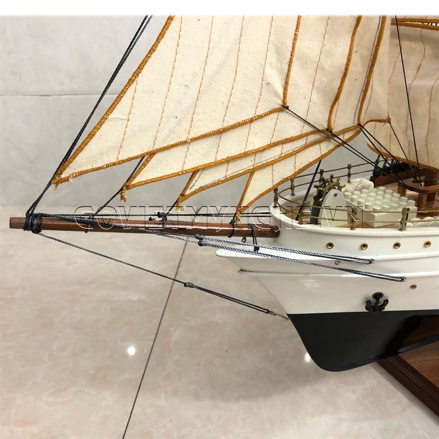 [Dài 55cm] Mô hình thuyền gỗ trang trí - Mô Hình Thuyền Gỗ Chở Hàng Ph