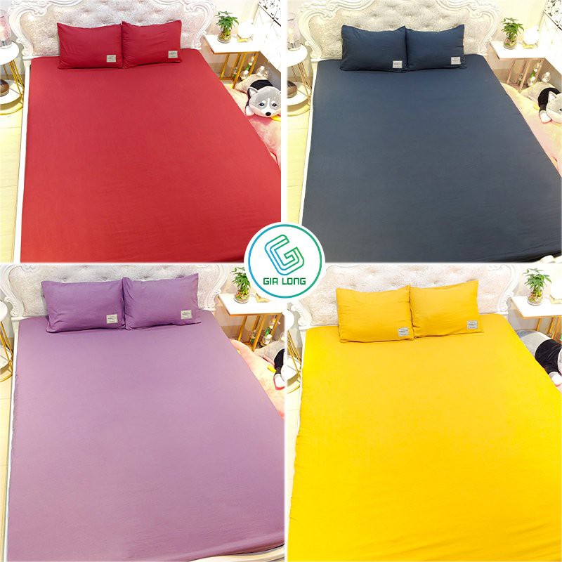 Bộ ga giường 💖m6/m8/2m💖 ga gối cotton đũi, ga trải giường + 2 vỏ gối nằm Gia Long Home | BigBuy360 - bigbuy360.vn