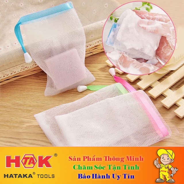 Sỉ 990đ/c - Túi Lưới Đựng Xà Phòng Túi Lưới Tạo Bọt Xà Bông Tiện Lợi - 2 Lớp Có Dây Rút