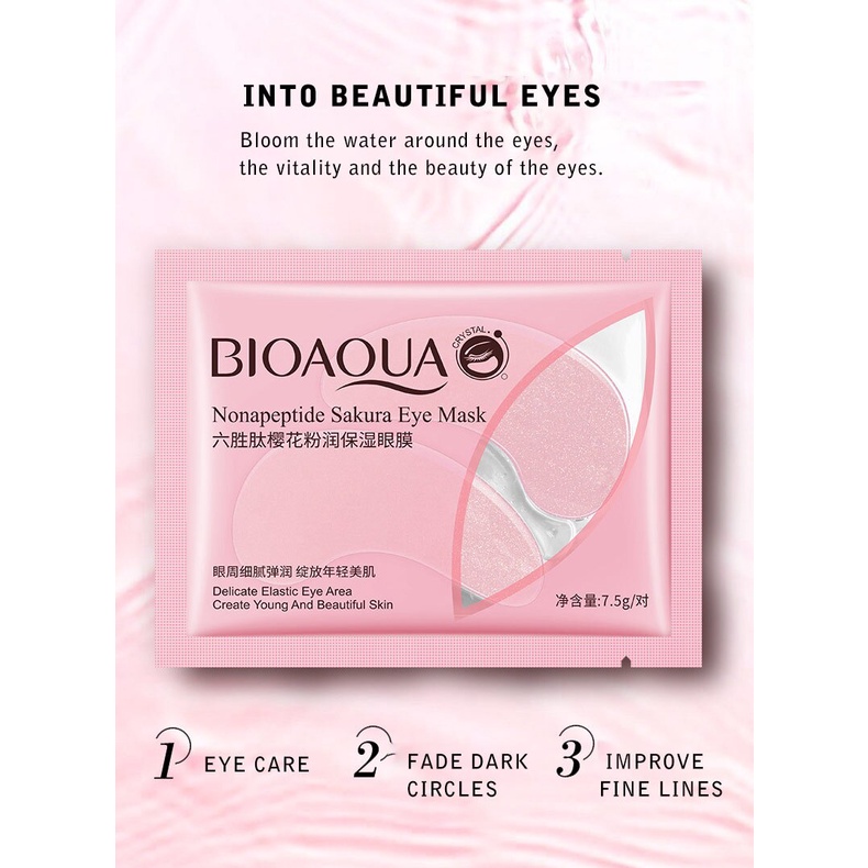 Mặt nạ mắt BIOAQUA chiết xuất hoa anh đào nonapeptide collagen dưỡng ẩm loại bỏ quầng thâm bọng mắt và nếp nhăn 7.5g | BigBuy360 - bigbuy360.vn