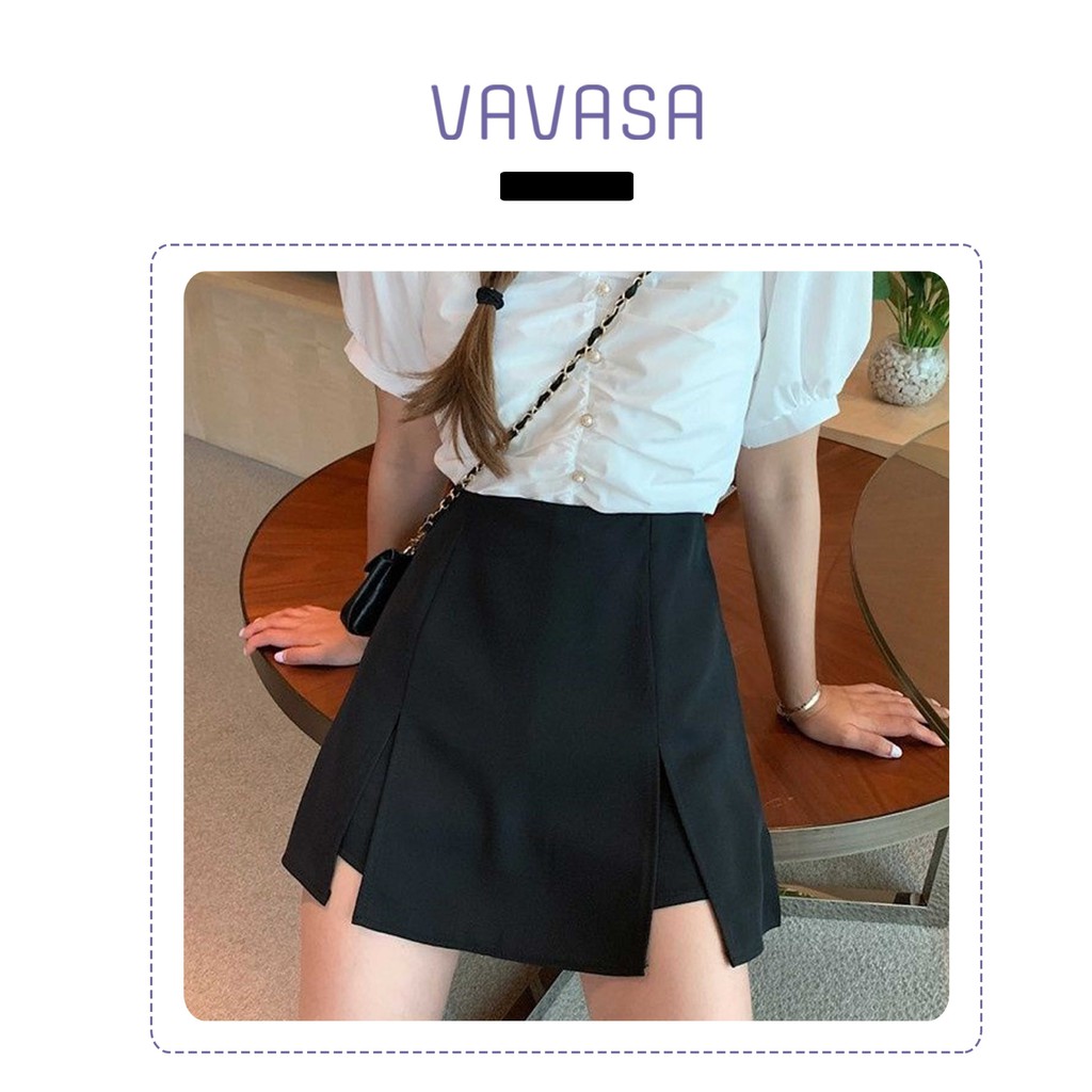 Chân váy chữ a ngắn lưng cao công sở bigsize xẻ tà VAVASA CV06 | BigBuy360 - bigbuy360.vn