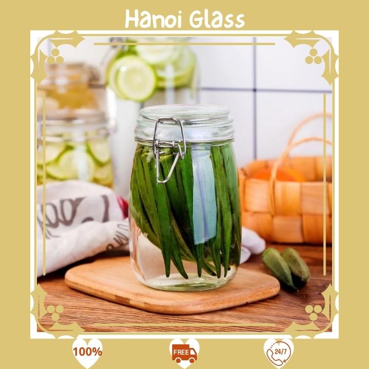 Hũ thuỷ tinh nắp Cài 3000ml 🍀 RẺ VÔ ĐỊCH 🍀 đựng hạt đồ khô ngâm mật ong nắp kín khoá inox