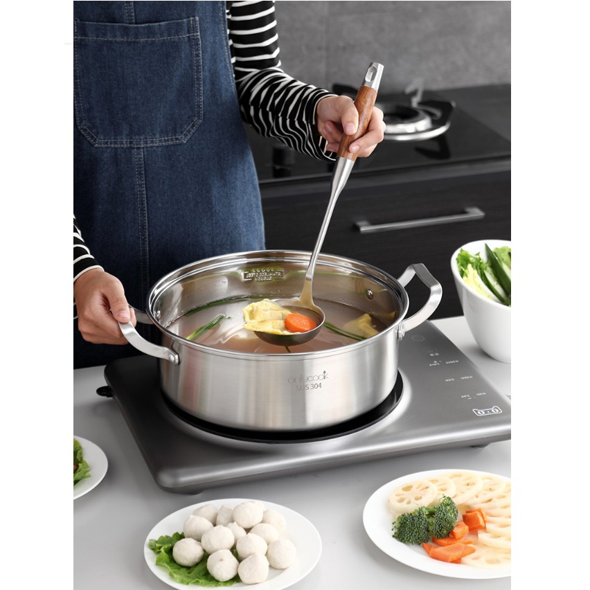 Nồi lẩu 1 ngăn inox 304 có nắp - Onlycook