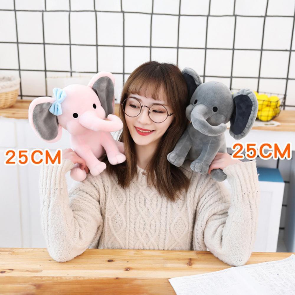 Thú Nhồi Bông Hình Voi Xám Hồng 25cm Trang Trí Phòng
