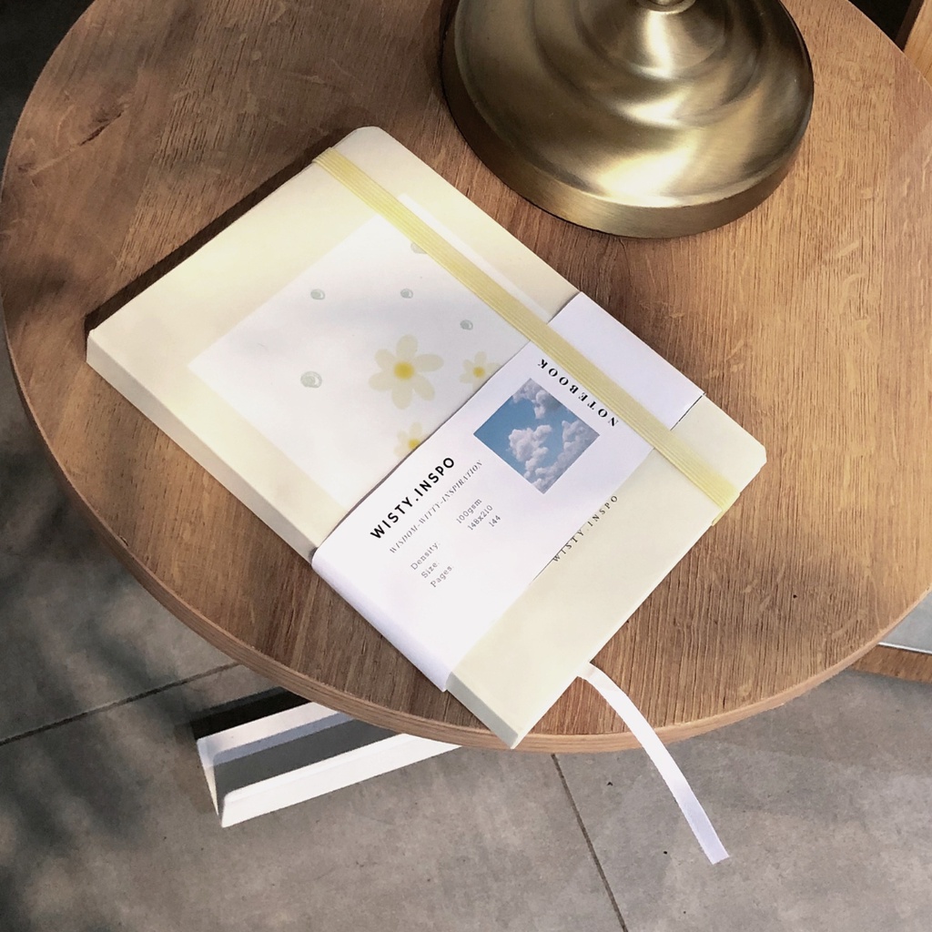 Sổ A5 bìa cứng bìa hoa vàng 100gsm ruột trắng-chấm-caro