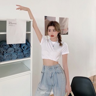 Áo phông crop top trơn #9551 Freesize (ĐEN / VÀNG / TRẮNG)