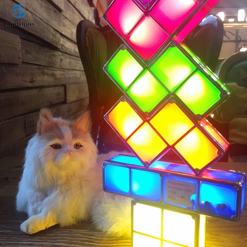 Đồ Chơi Lắp Ráp Mô Hình 7 Miếng Xếp Hình Tetris Có Đèn Led