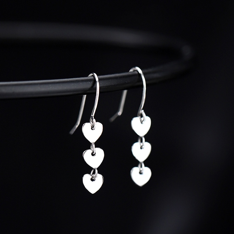 Bông Tai Nữ Cao Cấp ERASHOP 079602 - Móc Ba Trái Tim Nhỏ Gọn, Đơn Giản, Phù Hợp Hằng Ngày, Đi Học, Siêu Rẻ Đẹp