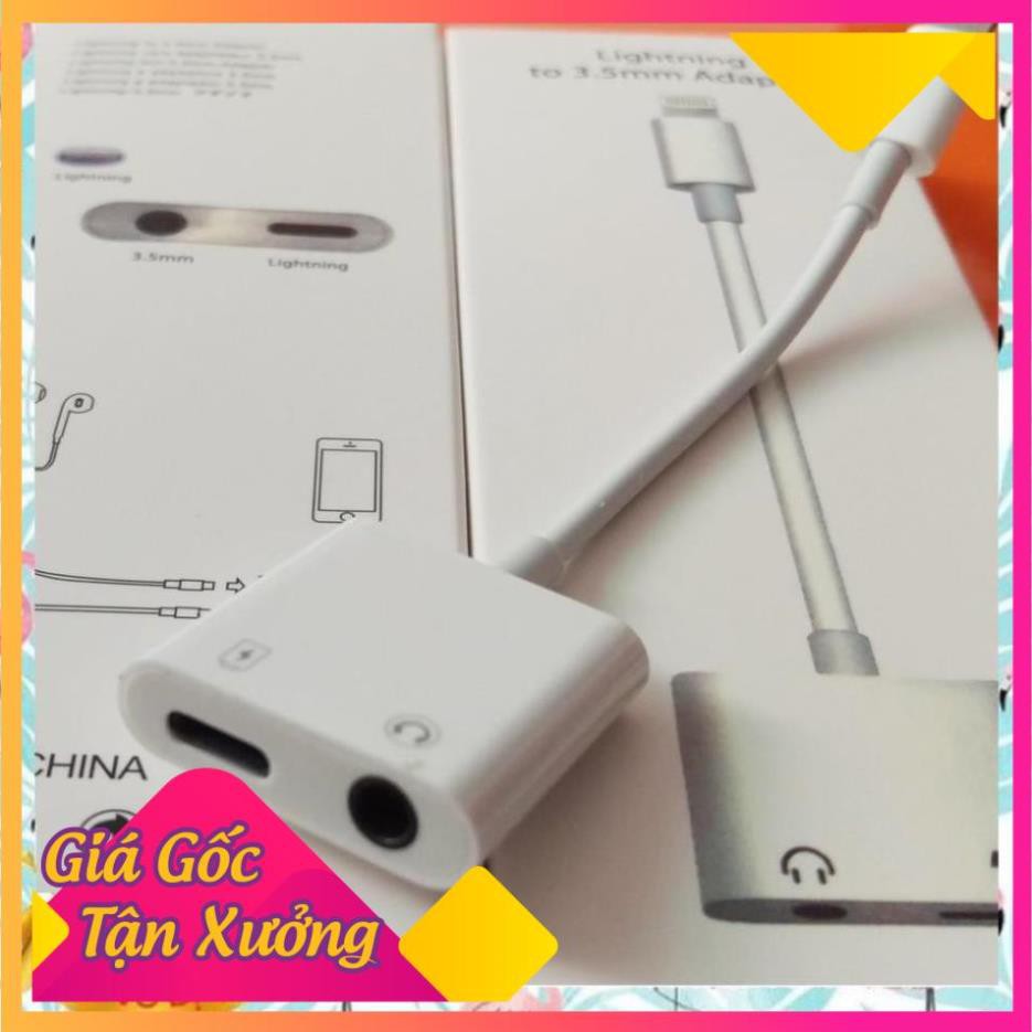 Siêu hot  [Freeship từ 50k] Jack chia cổng vừa sạc vừa sử dụng tai nghe - hỗ trợ mic cho iPhone 7/8/X