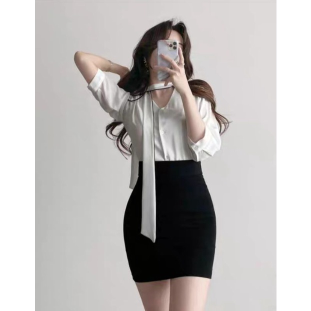 Chân Váy Ôm Vải Thun Dày Dặn Màu Đen