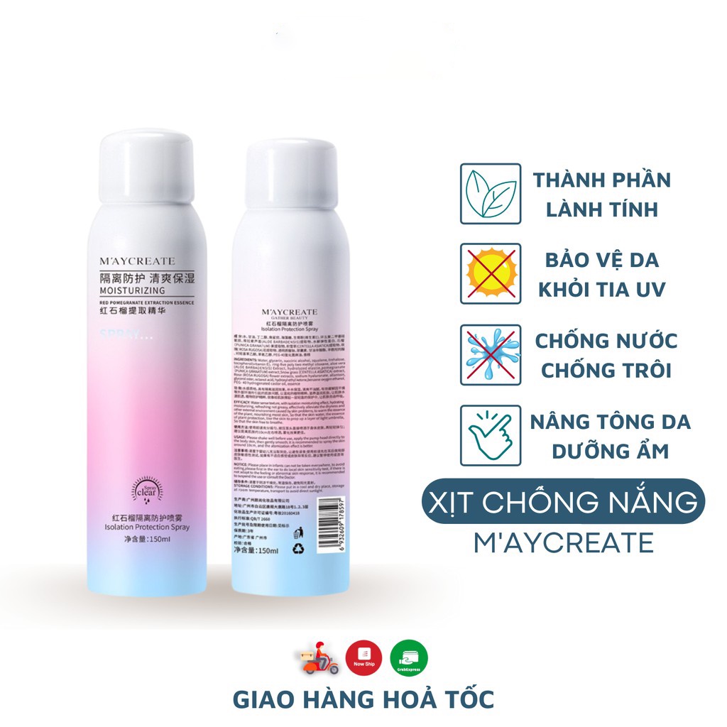 Bộ đôi Xịt tẩy lông Detvfo & Xịt chống nắng Maycreate 150ml GTSTORE 94