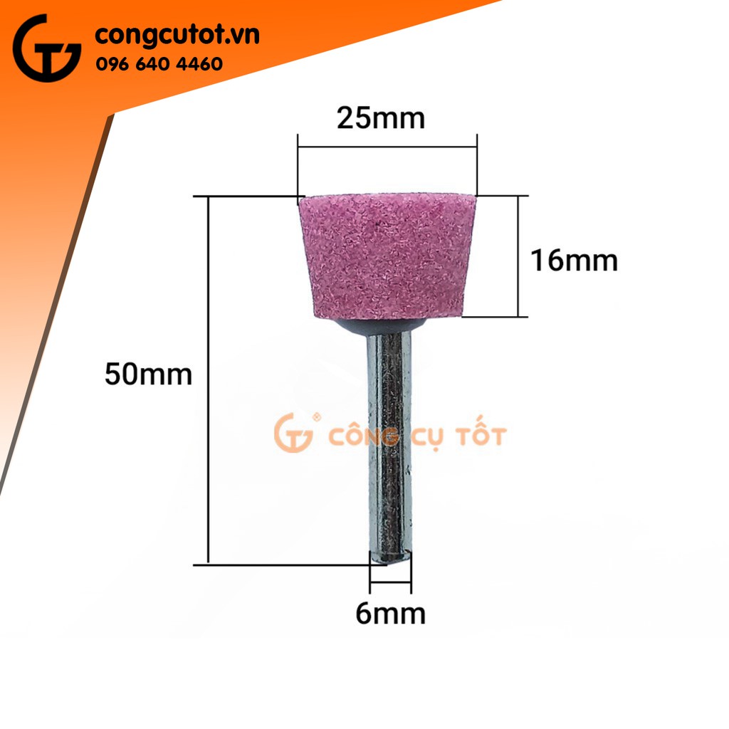 Đầu đá mài đá doa đầu đánh cạnh A32 cốt 6 ly 16 x Φ25mm